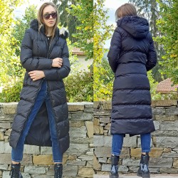Супер дълго дамско яке 120см, City Angels Jeans, Черно, 6837